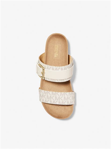 michael michael kors summer logo coated leather sandals|Michael Kors sandals size 5.